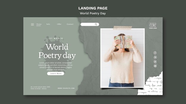 World poetry day landing page template