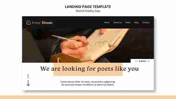 Free PSD world poetry day landing page