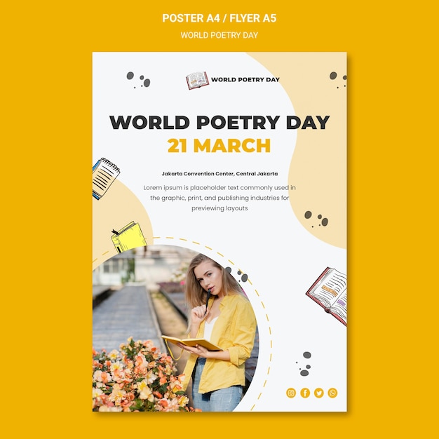 Free PSD world poetry day poster template