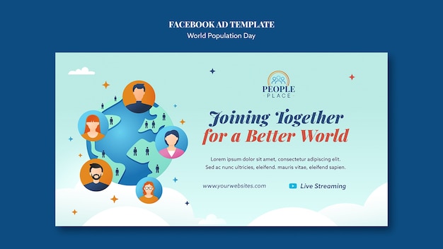 무료 PSD 세계 인구의 날 페이스북 템플릿