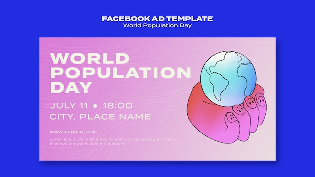 無料PSD 世界人口デーのfacebookテンプレート