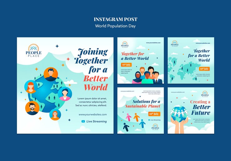 무료 PSD 세계 인구의 날 instagram 게시물