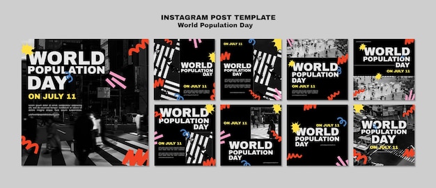 PSD gratuito post instagram per la giornata mondiale della popolazione