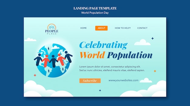 Free PSD world population day landing page template