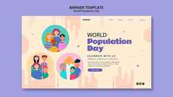 無料PSD 世界人口デーのランディングページテンプレート
