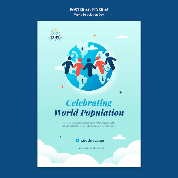 Free PSD world population day poster template