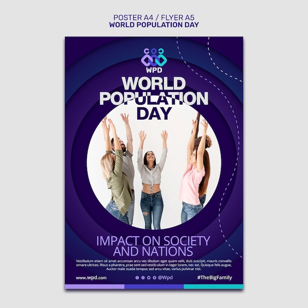 Free PSD world population day poster template