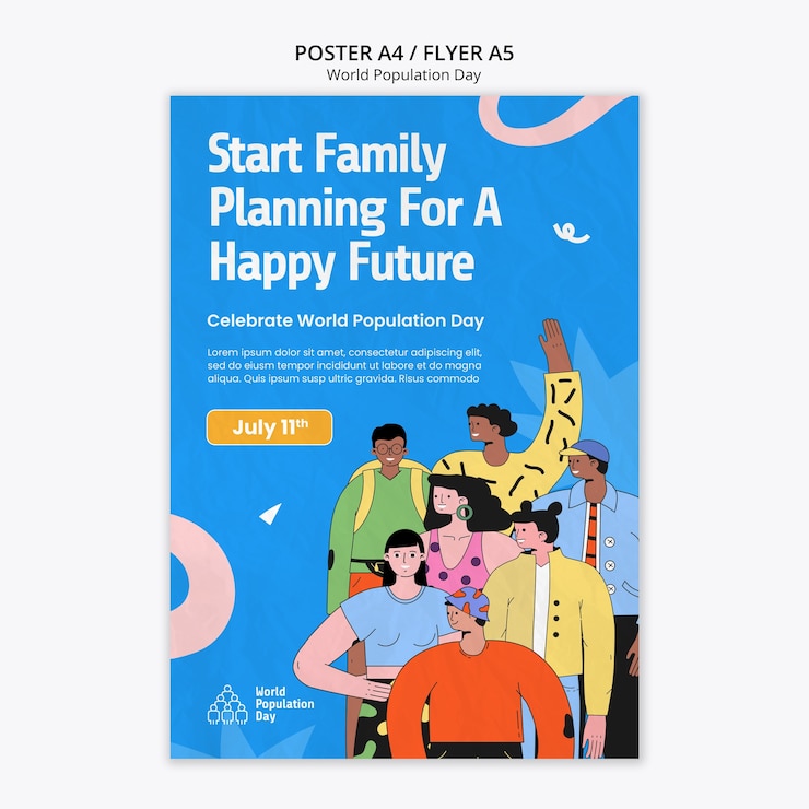 Free PSD world population day template design