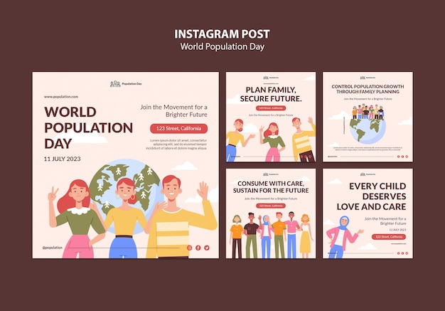 Free PSD world population day template