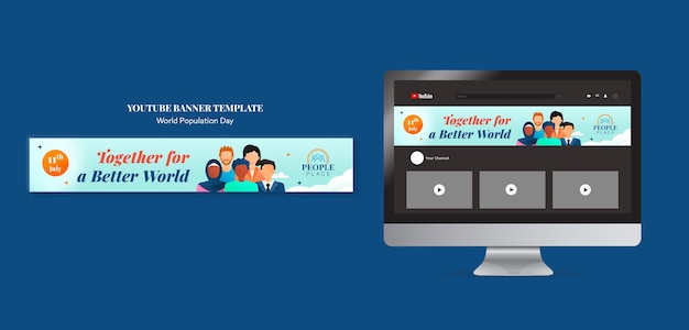 World Population Day Youtube Banner Template – Free PSD Download