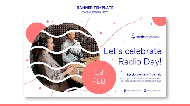 Бесплатный PSD Шаблон баннера всемирного дня радио