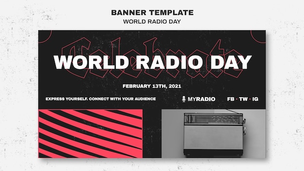 PSD gratuito modello di banner giornata mondiale della radio