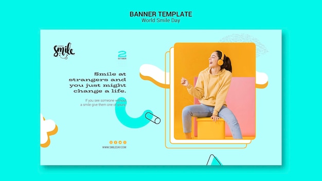 無料PSD 世界笑顔の日コンセプトバナーテンプレート