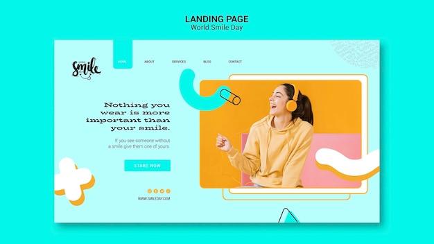 World smile day concept landing page template