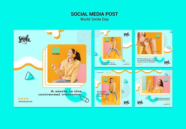 world smile day concept social media post template