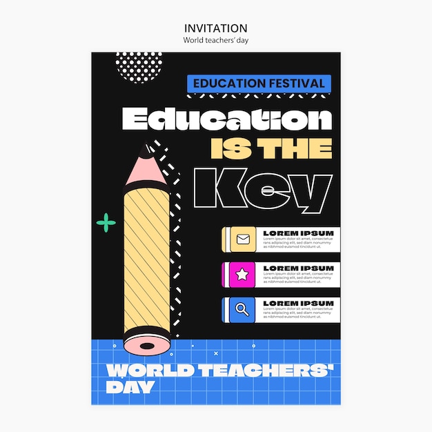 Free PSD world teacher's day invitation template