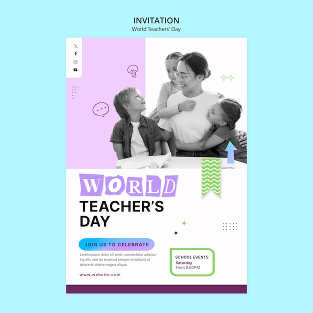 world teacher's day invitation template