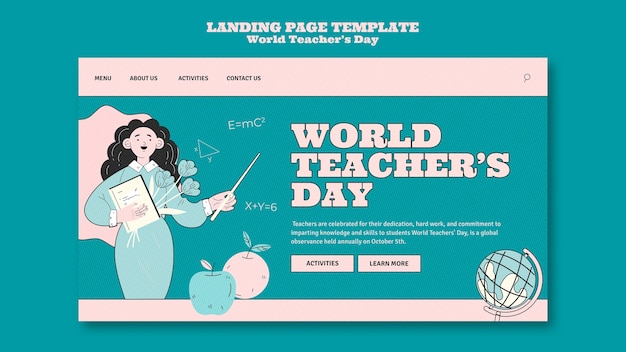 Free PSD world teacher's day landing page template