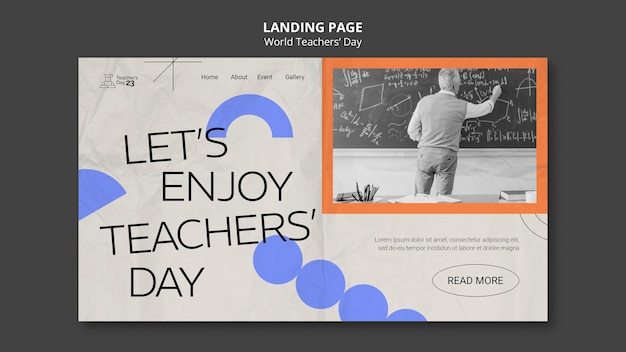 Free PSD world teacher's day landing page template