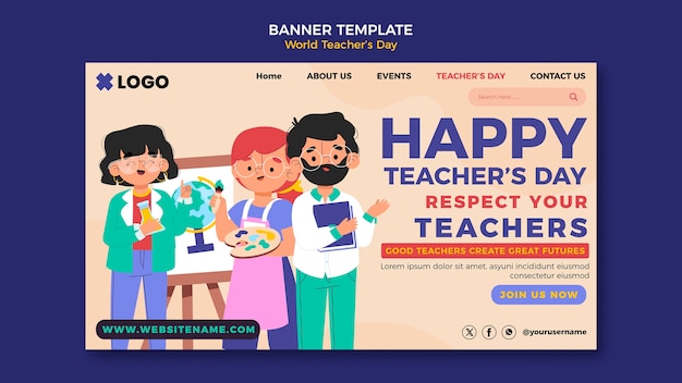 PSD gratuito modello di pagina di destinazione per la giornata mondiale degli insegnanti