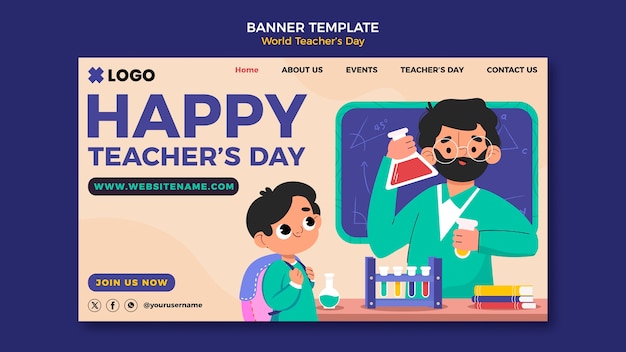 Free PSD world teacher's day landing page template