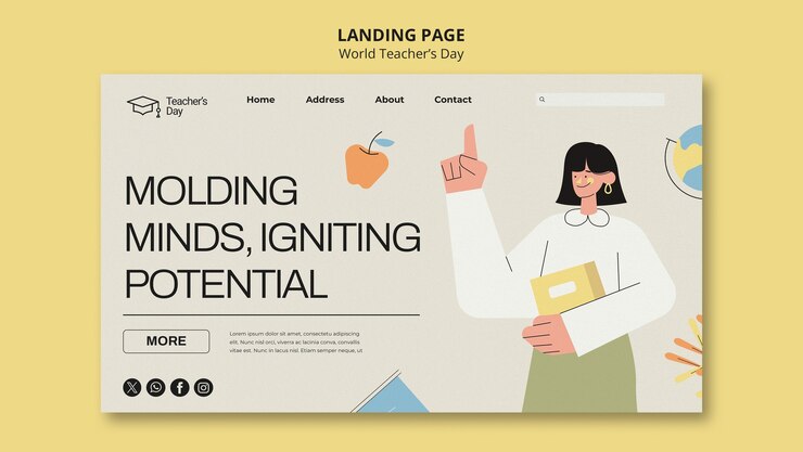 Free PSD world teacher's day landing page template