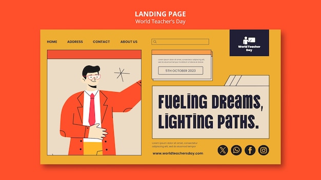 Free PSD world teacher's day landing page template