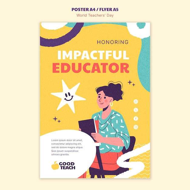 World teacher's day poster template