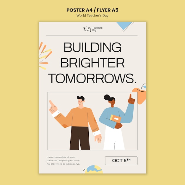 Free PSD world teacher's day poster template