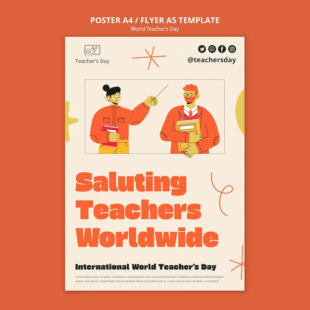 Free PSD world teacher's day template design