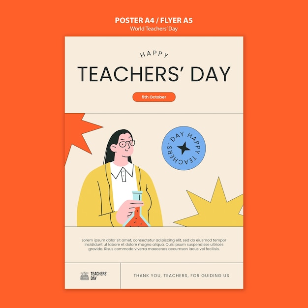 Free PSD world teacher's day template design