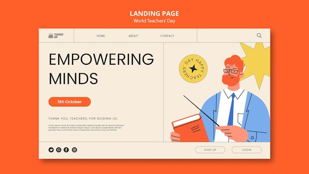 無料PSD 世界教師の日のテンプレートデザイン