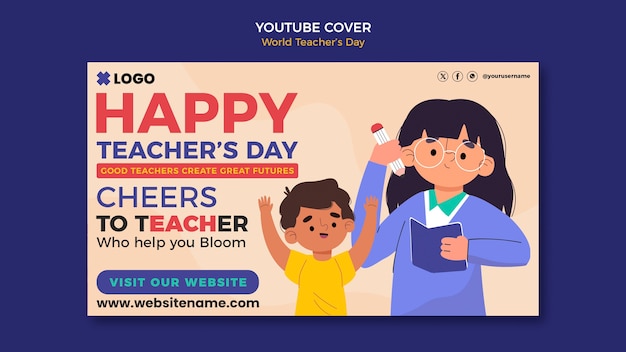 Free PSD world teacher's day youtube cover template