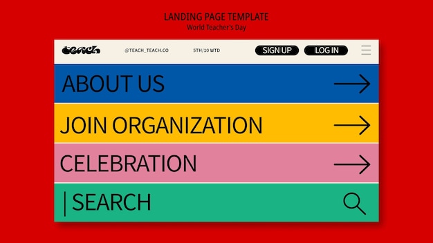 無料PSD 世界教師の日のお祝いランディングページ