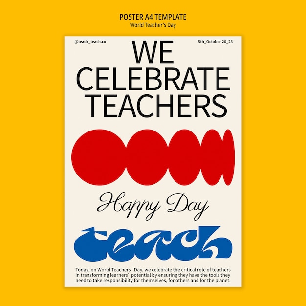 Free PSD world teachers day celebration poster