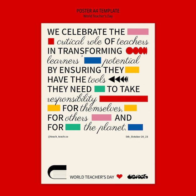 Free PSD world teachers day celebration poster