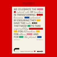 Free PSD world teachers day celebration poster