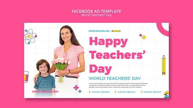 PSD gratuito modello facebook per la giornata mondiale degli insegnanti