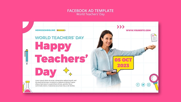 PSD gratuito modello facebook per la giornata mondiale degli insegnanti