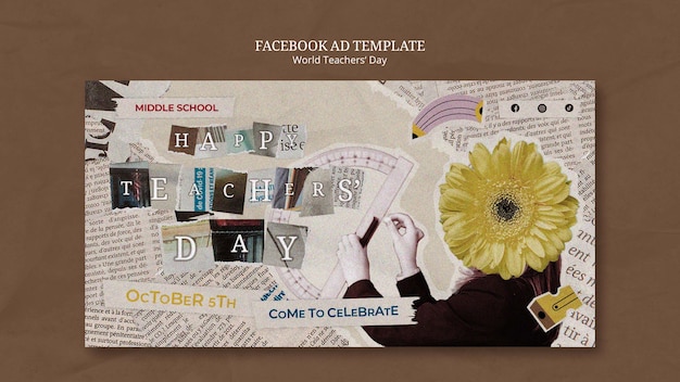 PSD gratuito template di facebook per la giornata mondiale degli insegnanti