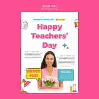 Free PSD world teachers' day invitation template