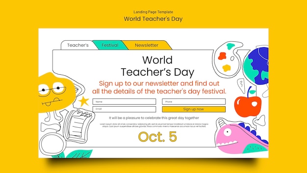 Free PSD world teachers' day landing page template