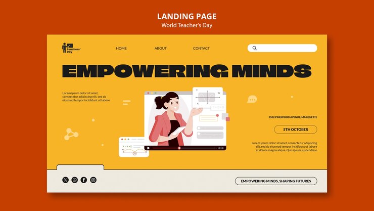Free PSD world teachers' day landing page template