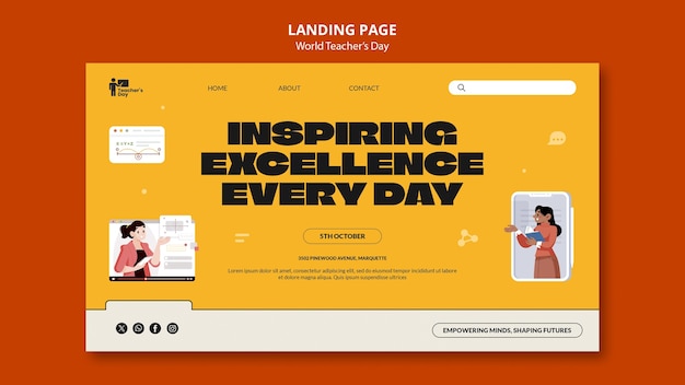 Free PSD world teachers' day landing page template