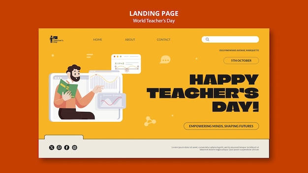 Free PSD world teachers' day landing page template