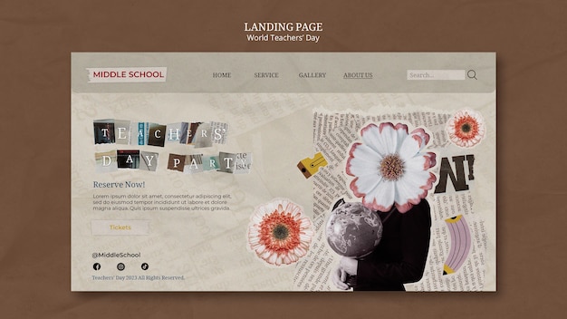 Free PSD world teachers' day landing page