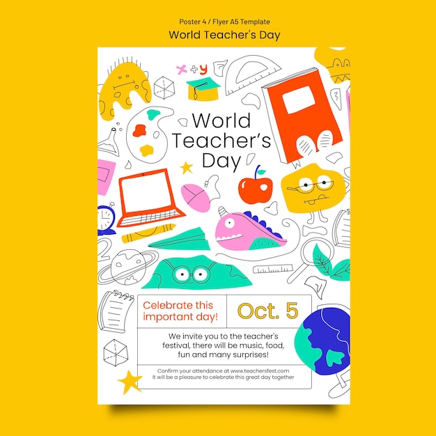 Free PSD world teachers' day poster template