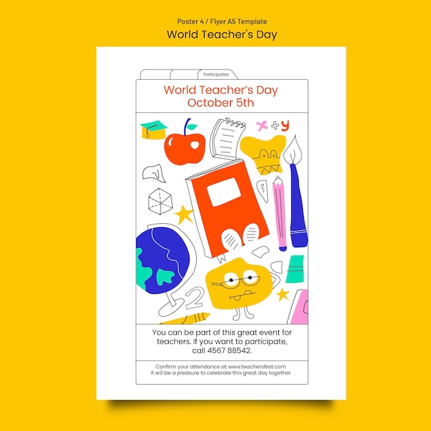 Free PSD world teachers' day poster template