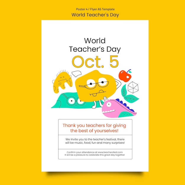 Free PSD world teachers' day poster template