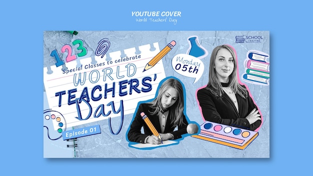 World teachers' day template design